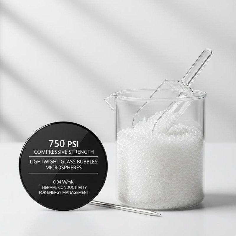 750 Psi Druckfestigkeit Leichte Glasblasen Mikrosphären mit 0,04 W/mK Wärmeleitfähigkeit für das Energiemanagement
