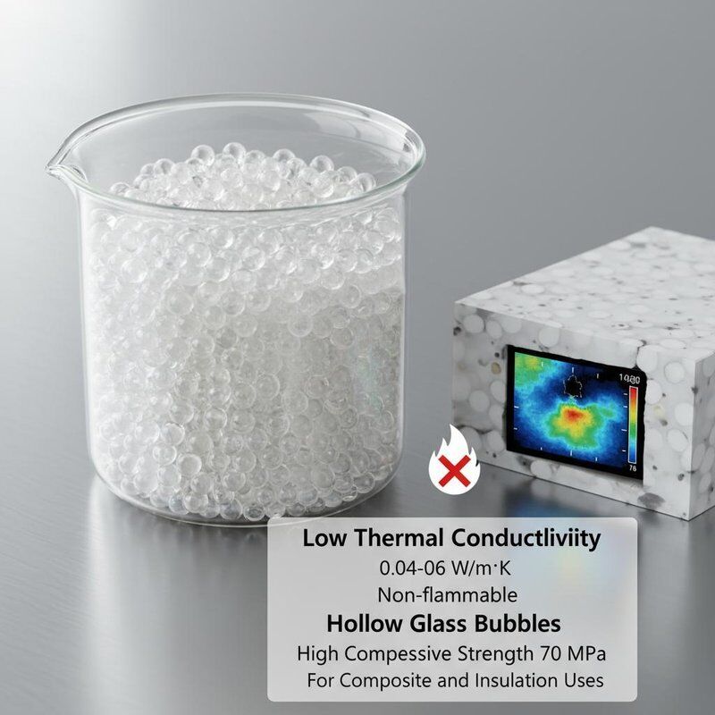 Low Thermal Conductivity 0.04-0.06 W/m·K Non-flammable Hollow Glass Bubbles with High Compressive Strength 70 MPa for Composite and Insulation Uses